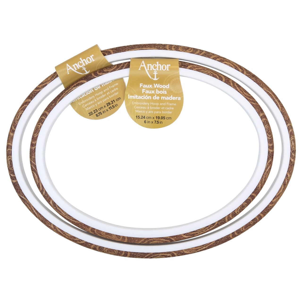 Anchor Faux Wood Oval Embroidery Hoop 8-Interior Of Oval Hoop Is 6X7.5